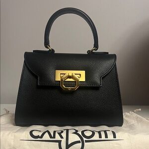 Carbotti Black Italian Leather Handbag